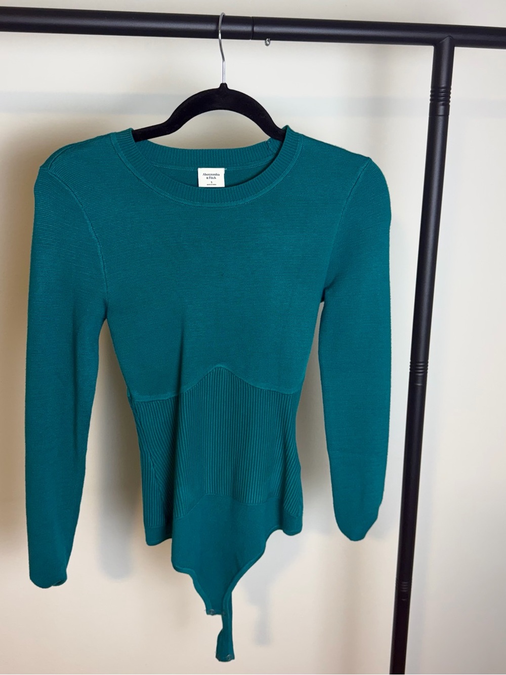 Abercrombie & Fitch Teal Crewneck Long-Sleeve Bodysuit Sweater